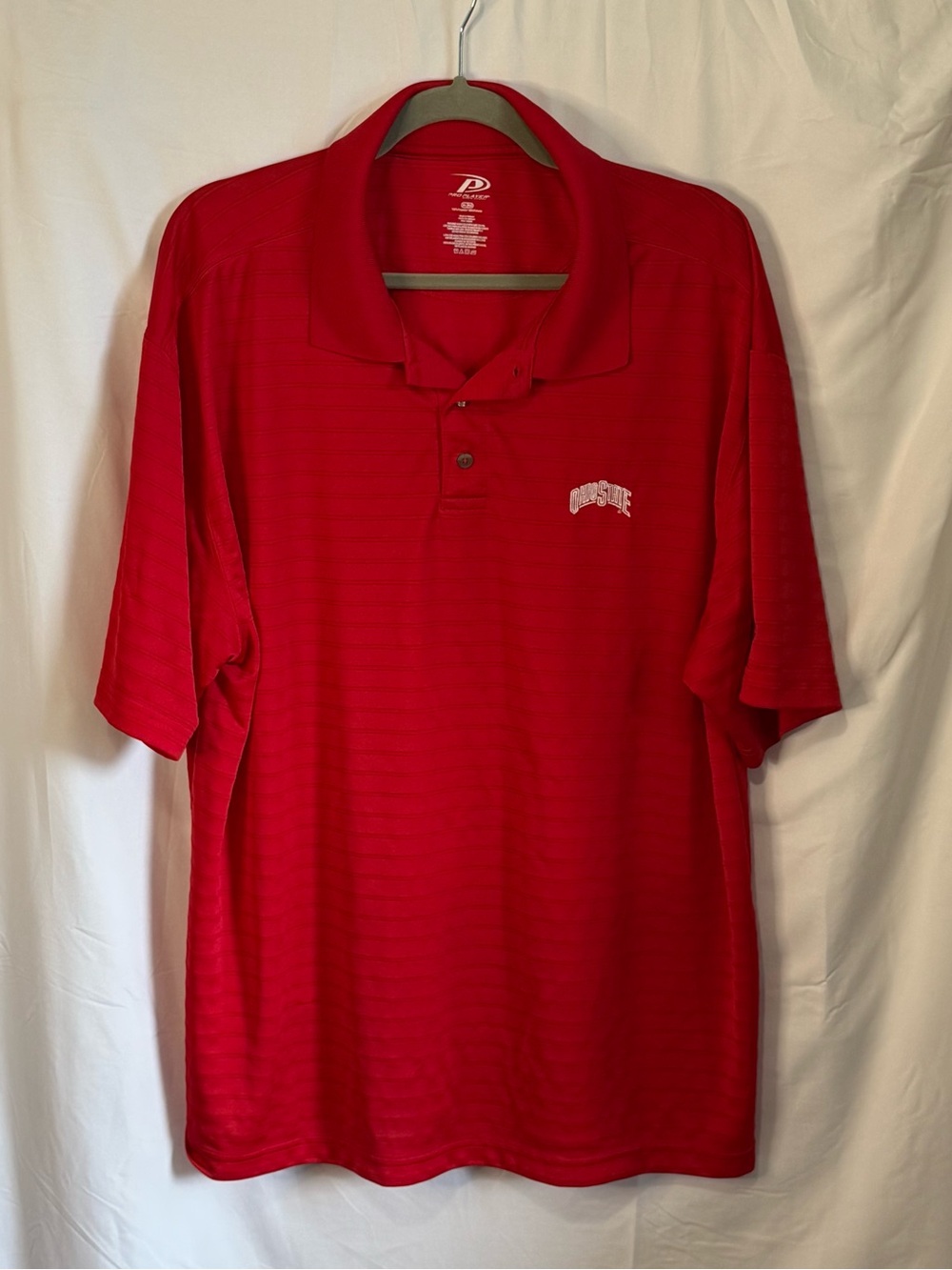 Pro Player Red Men's Ohio State Polo Shirt with Subtle Stripe